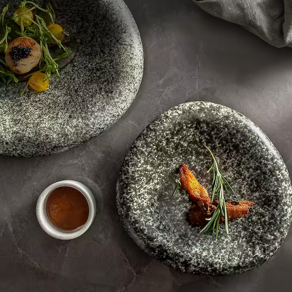 Tsuchi – Japanese Porcelain Dinner Plate, Modern Wabi-Sabi Design