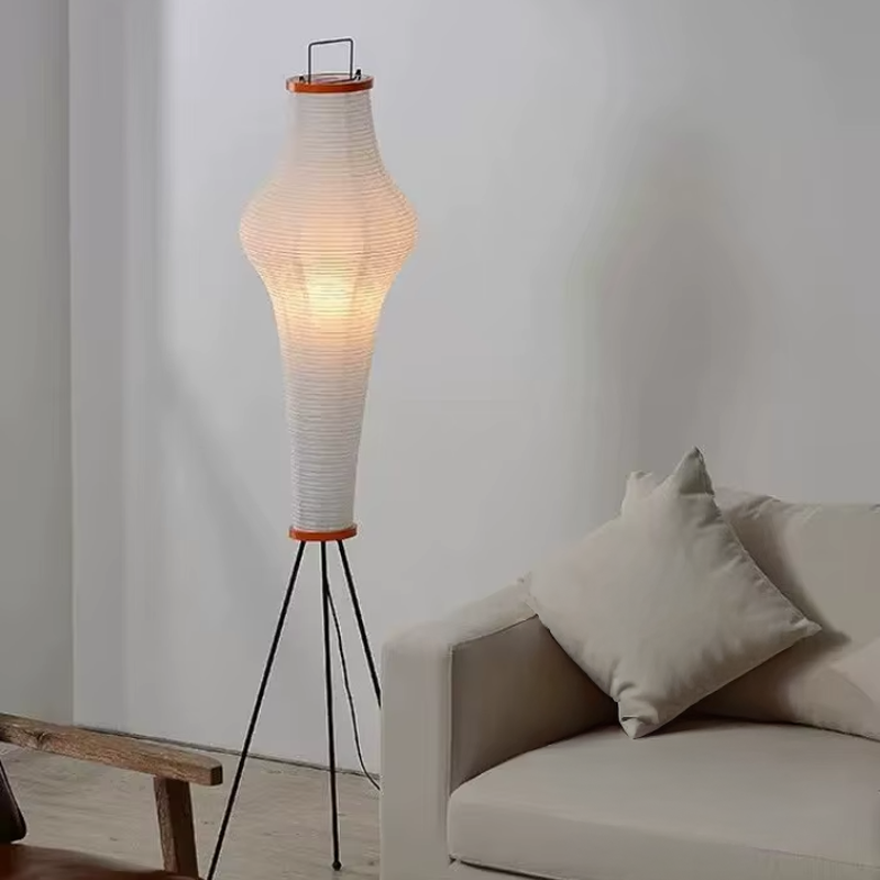 Yoru – Japandi Style Floor Lamp, Wabi-Sabi Paper Lamp with Tripod Stand