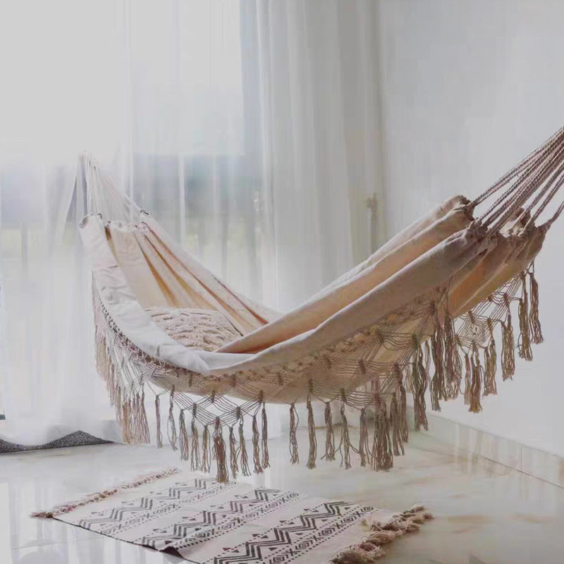 Kasumi – Japandi Style Cotton Hammock with Fringe, Boho Macrame Garden Swing