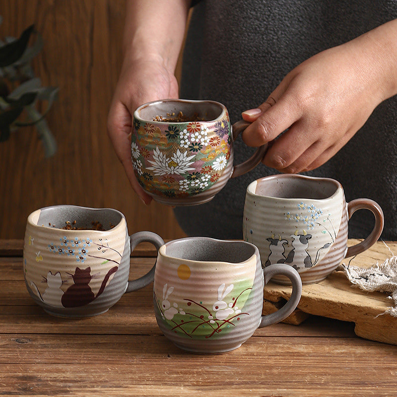 Haruki – Traditional Japanese Kutani Ware Mug, Hand-Painted Ceramic Cup