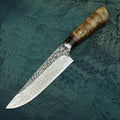 Musashi – Japanese Damascus Chef Knife, Handcrafted VG10 Steel Blade with Leather Sheath