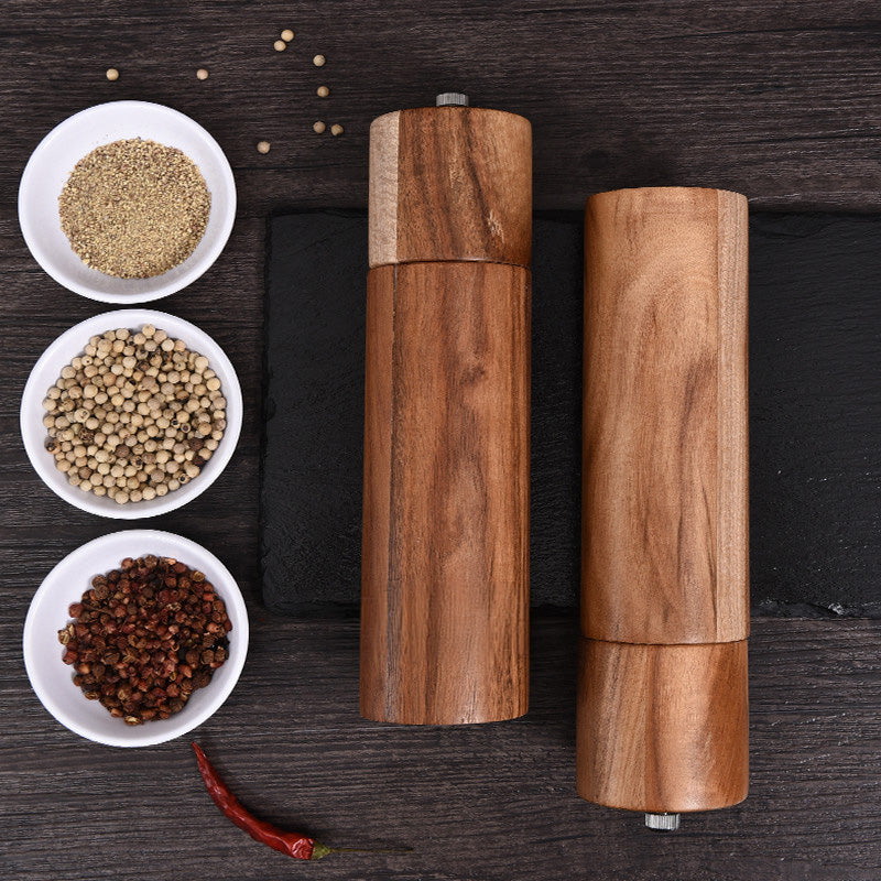 Mokume – Japanese Pepper and Salt Grinder Set, Acacia Wood Spice Mill