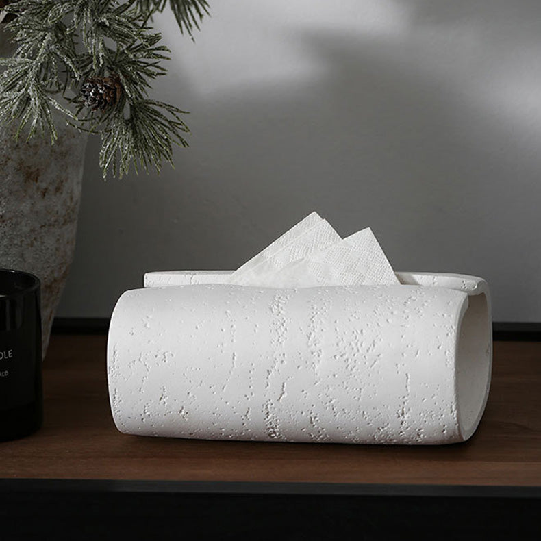 Suna – Japandi Tissue Holder, Handcrafted Natural Sandstone Accent