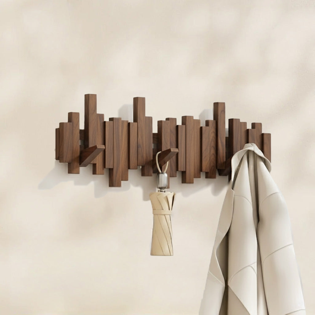 Narabi – Japanese Wooden Wall Hooks, Japandi Style Piano Key Design Coat Rack