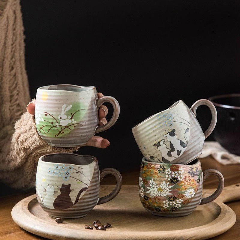 Haruki – Traditional Japanese Kutani Ware Mug, Hand-Painted Ceramic Cup