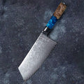 Arashi – Japanese Damascus Cleaver, VG10 Chef Knife with Blue Resin Wood Handle