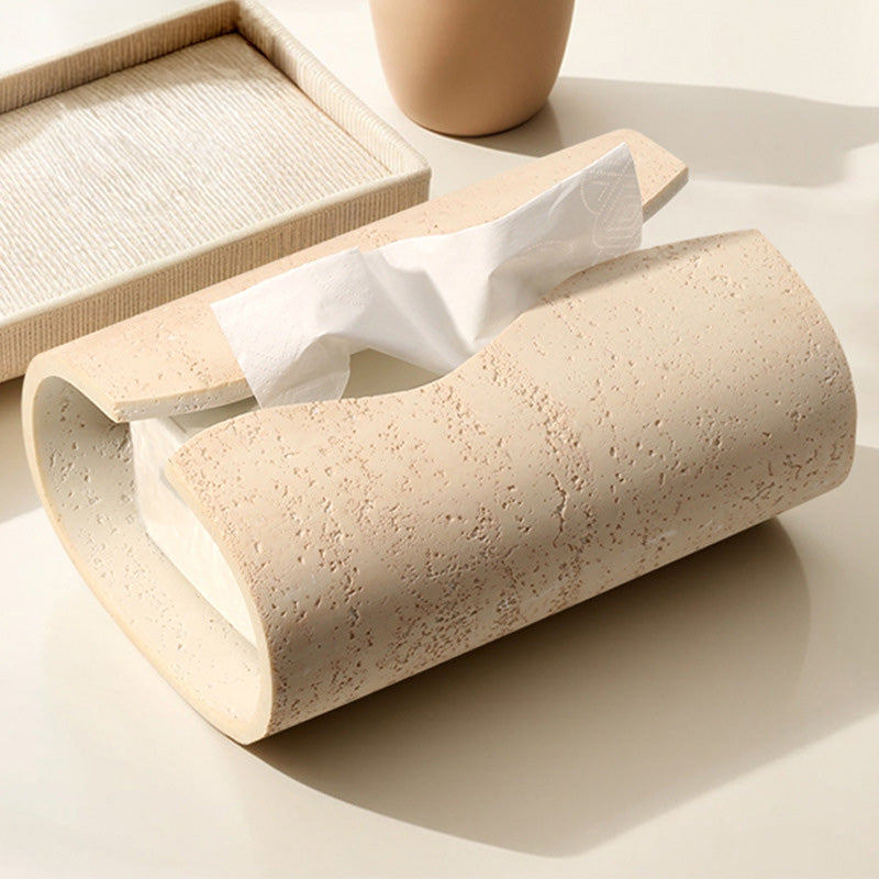 Suna – Japandi Tissue Holder, Handcrafted Natural Sandstone Accent