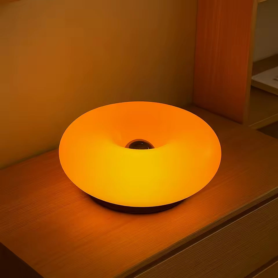 Maru – Japandi Style Table Lamp, Modern Round Glass Design, Donut Lamp