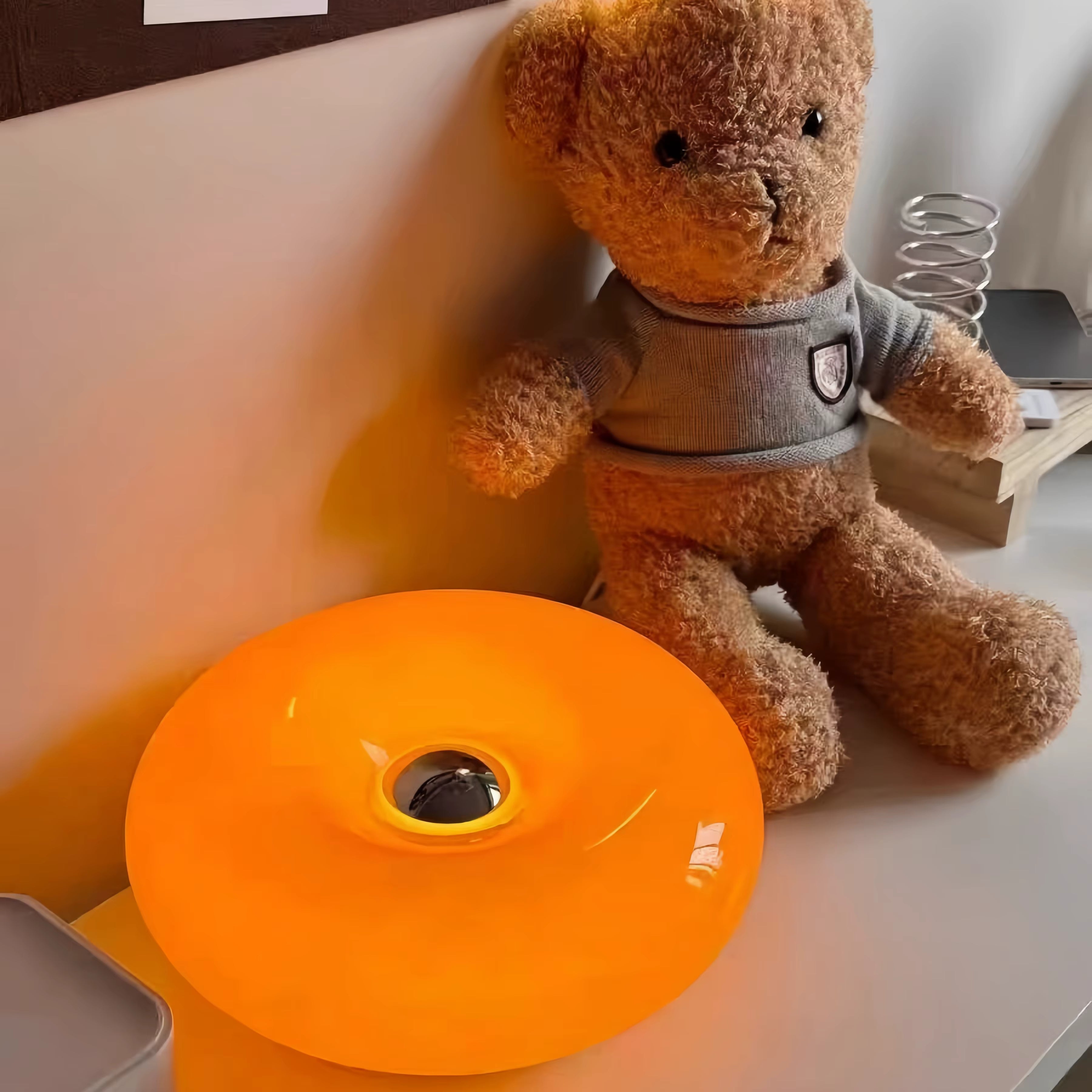 Maru – Japandi Style Table Lamp, Modern Round Glass Design, Donut Lamp