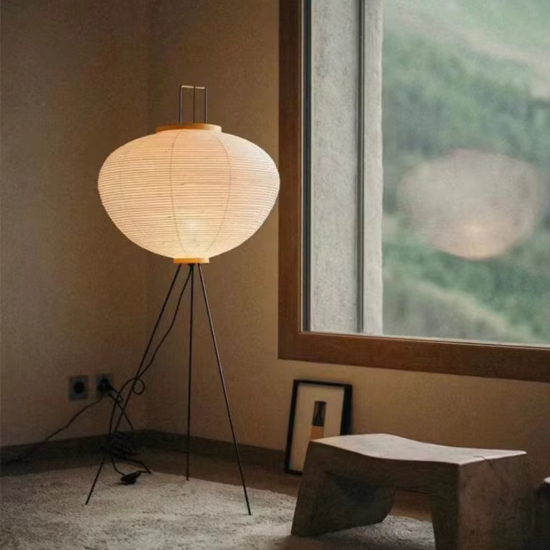 Kumo – Japandi Style Floor Lamp, Wabi-Sabi Paper Lamp with Tripod Stand