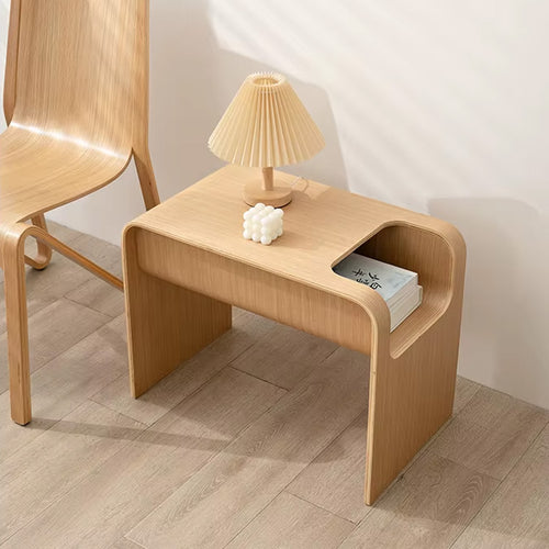 Ame – Japanese Wooden Side Table, Japandi Style Curved Design