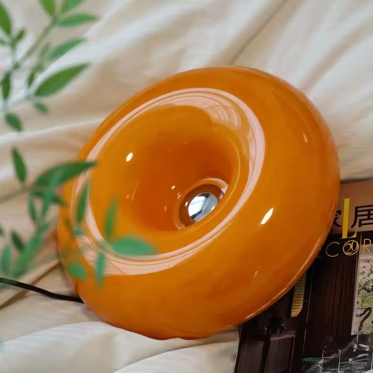 Maru – Japandi Style Table Lamp, Modern Round Glass Design, Donut Lamp