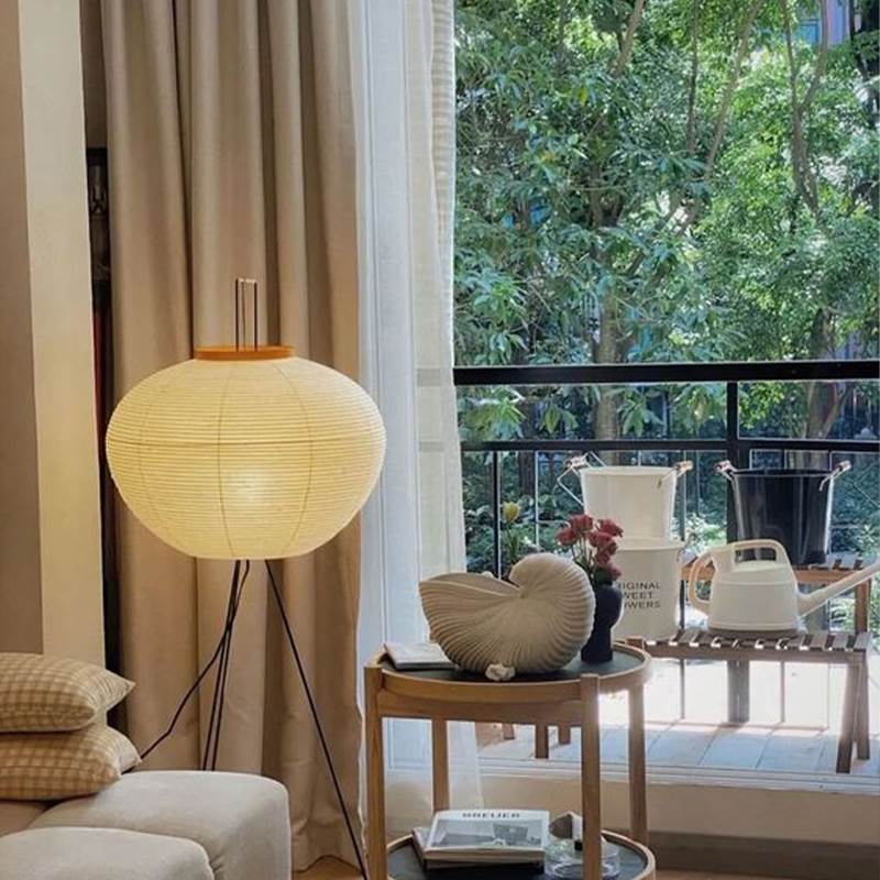 Kumo – Japandi Style Floor Lamp, Wabi-Sabi Paper Lamp with Tripod Stand