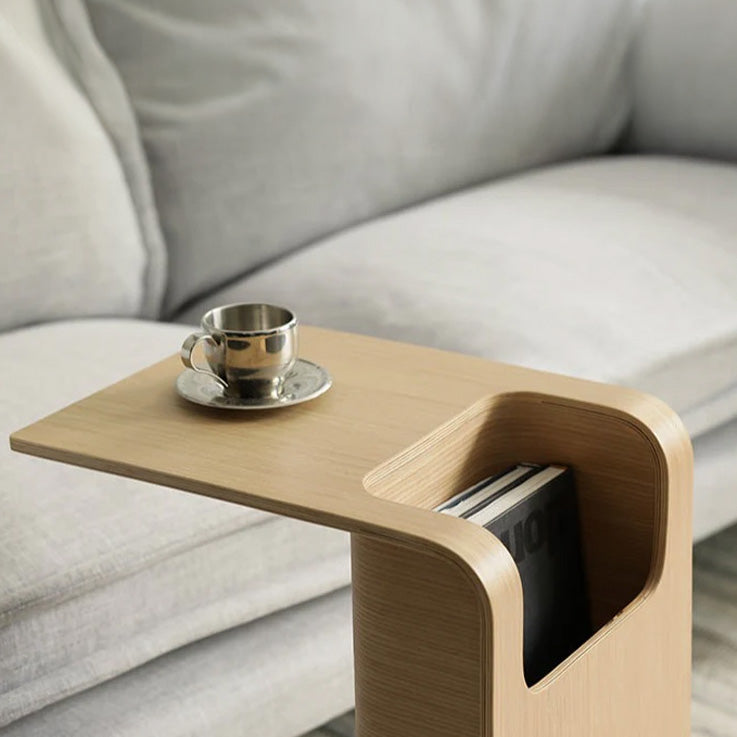Ame – Japanese Wooden Side Table, Japandi Style Curved Design