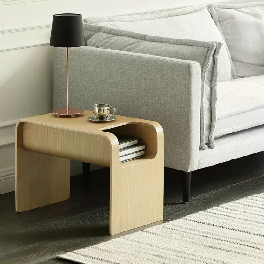 Ame – Japanese Wooden Side Table, Japandi Style Curved Design