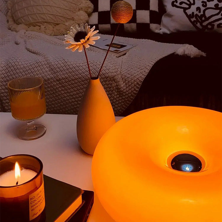 Maru – Japandi Style Table Lamp, Modern Round Glass Design, Donut Lamp