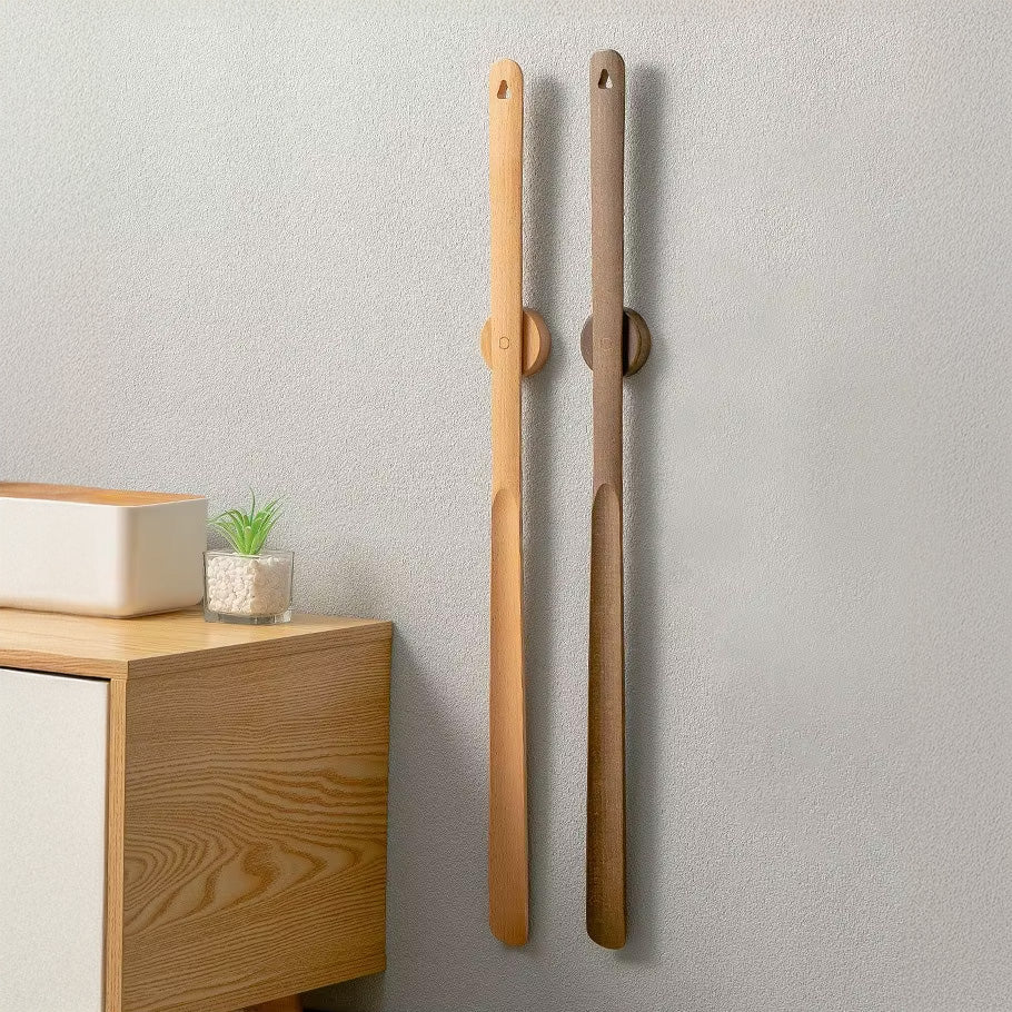 Nagomi – Japandi Style Wooden Shoe Horn, Long-Handle with Magnetic Wall Mount