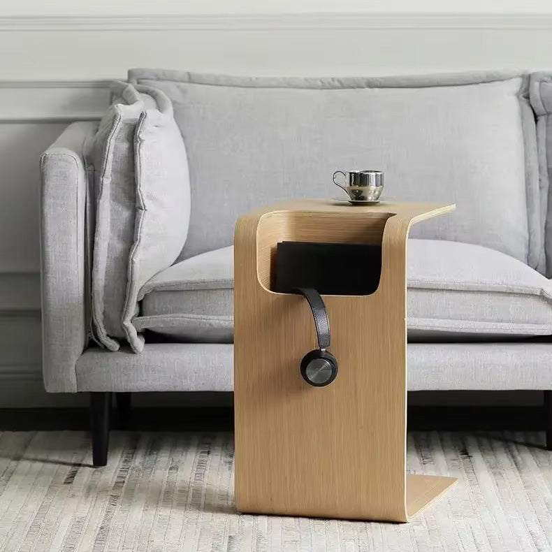 Ame – Japanese Wooden Side Table, Japandi Style Curved Design