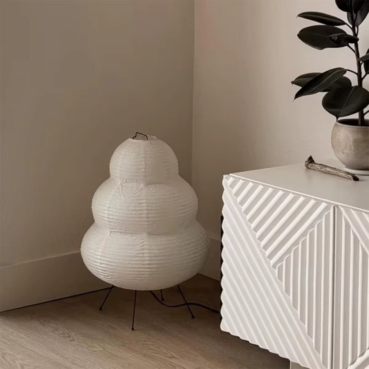 Mangetsu – Japandi Style Floor Lamp, Wabi-Sabi Paper Lamp