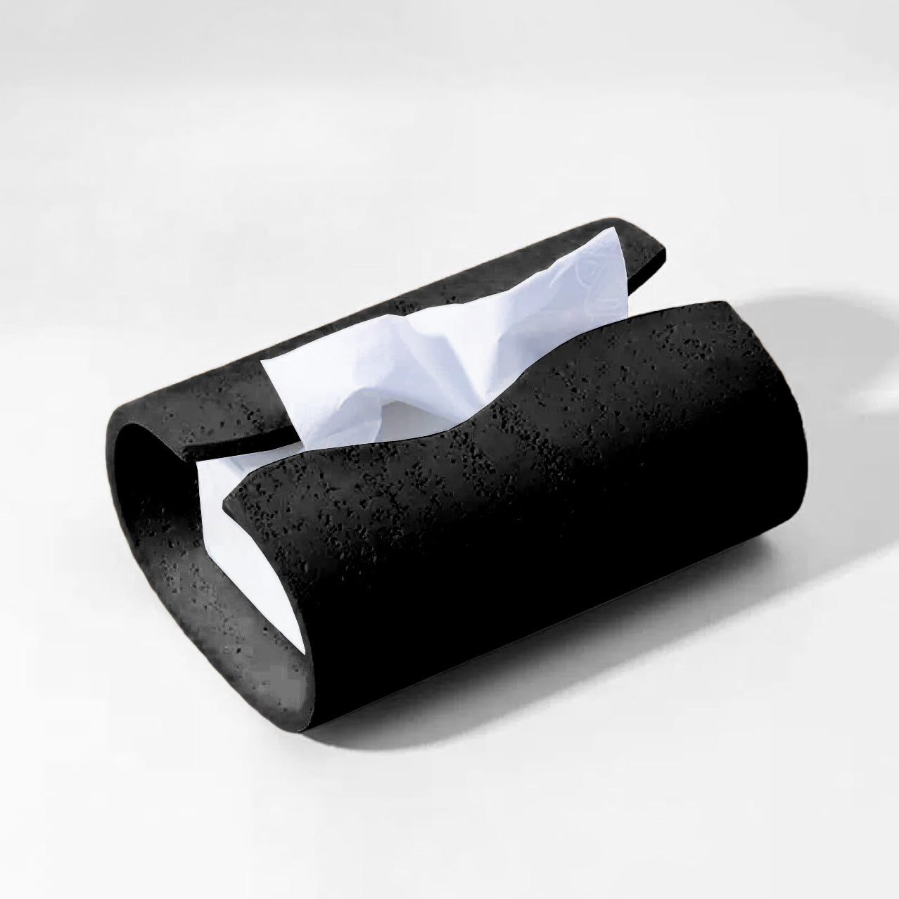 Suna – Japandi Tissue Holder, Handcrafted Natural Sandstone Accent
