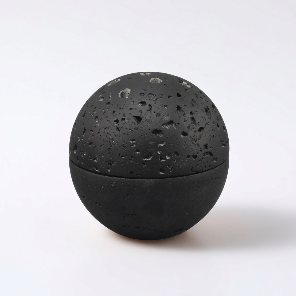 Maru – Japanese Style Travertine Incense Burner, Handcarved Aromatherapy Orb