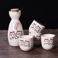 Fuku – Japanese Sake Set with Hand-Painted Motifs, Traditional Ceramic Bottle & Cups