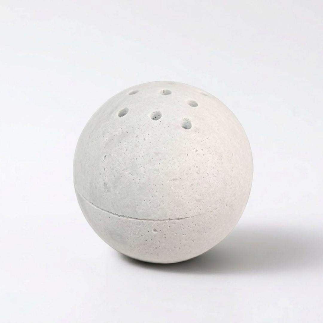 Maru – Japanese Style Travertine Incense Burner, Handcarved Aromatherapy Orb