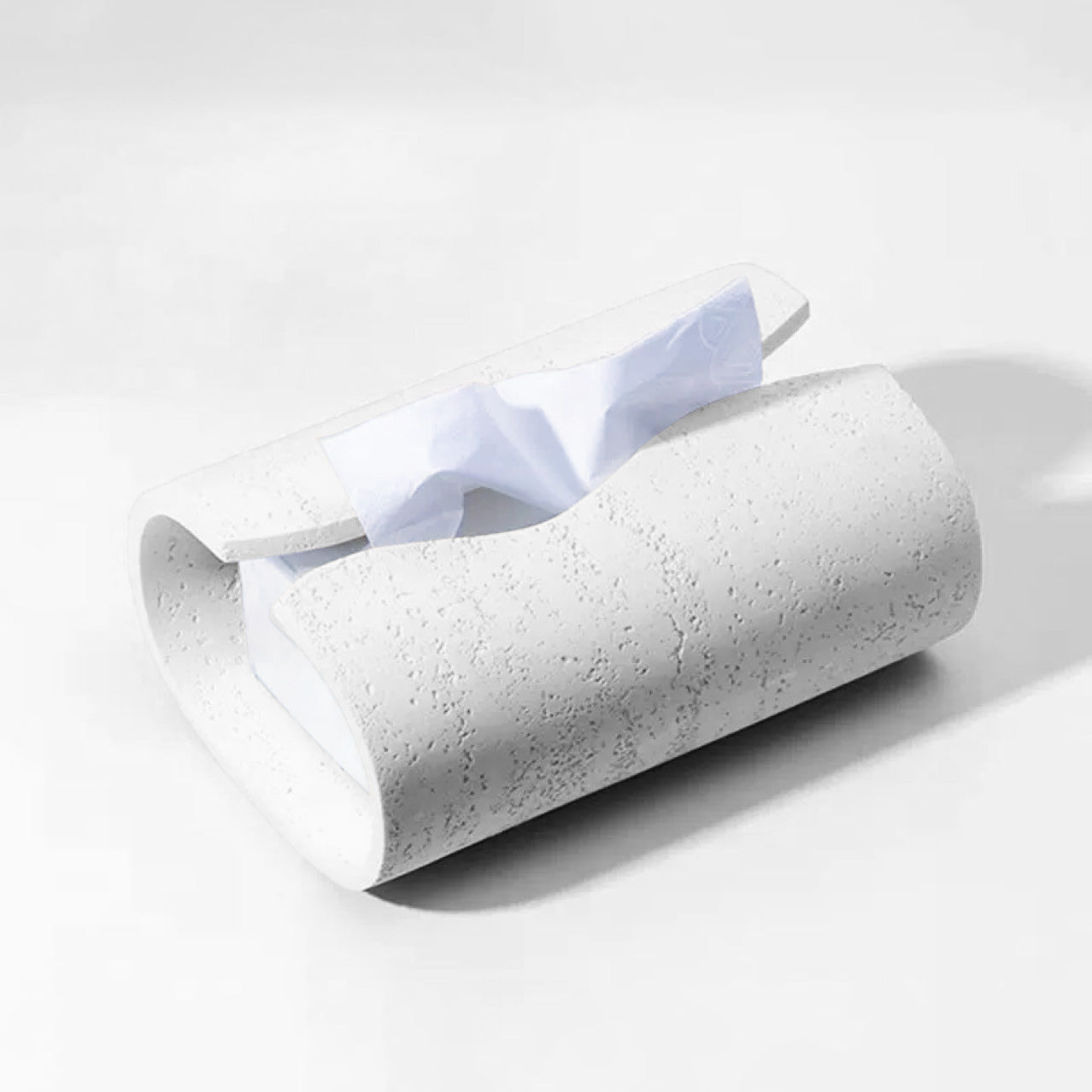 Suna – Japandi Tissue Holder, Handcrafted Natural Sandstone Accent