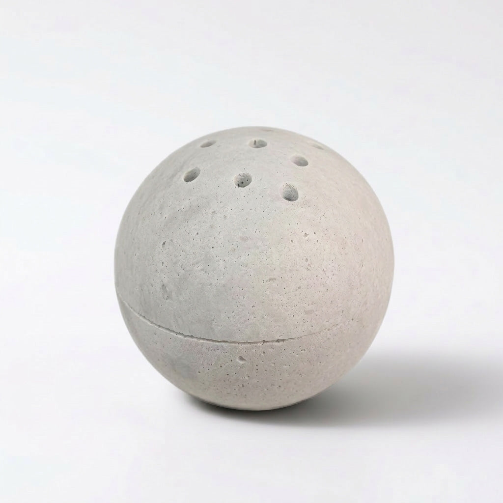 Maru – Japanese Style Travertine Incense Burner, Handcarved Aromatherapy Orb